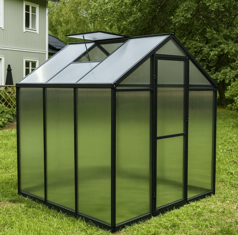 Green Land Solid 3,4 m² kasvihuone – Kennolevykasvihuone, alumiiniruko, tuuletusikkuna, 186 x 185 cm - Image 4
