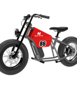 Punaharmaa NextGear E-Cruiser Midi 16" sähkömopo pyöreällä LED-ajovalolla ja levyjarruilla