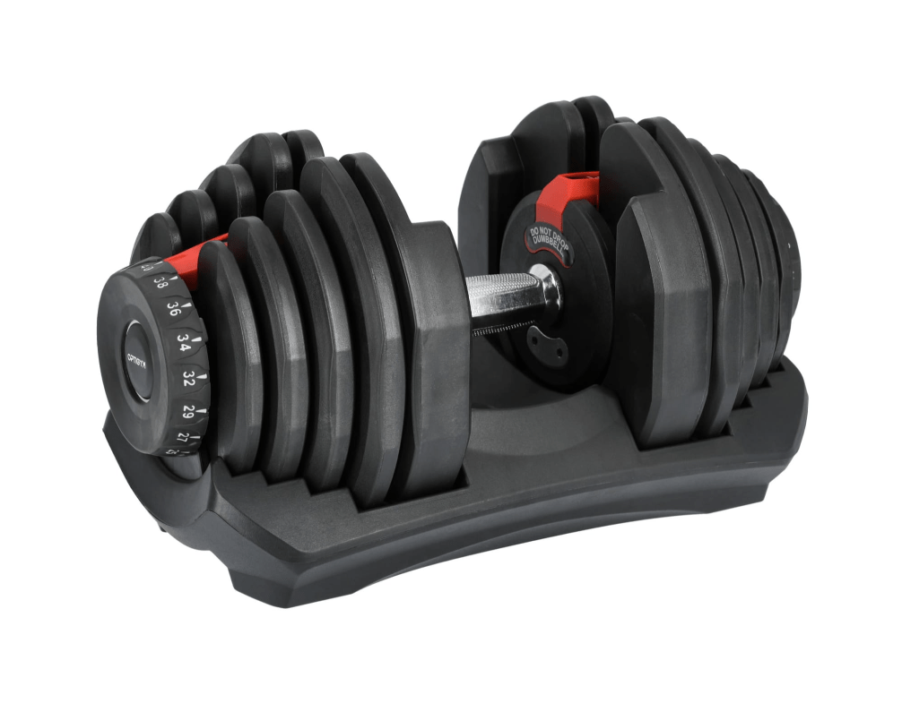 OptiGym säädettävä käsipaino telineellä – 15 painoasetusta kompakti ja monipuolinen käsipaino kotitreeniin (2–24 kg / 5–40 kg) - Image 4
