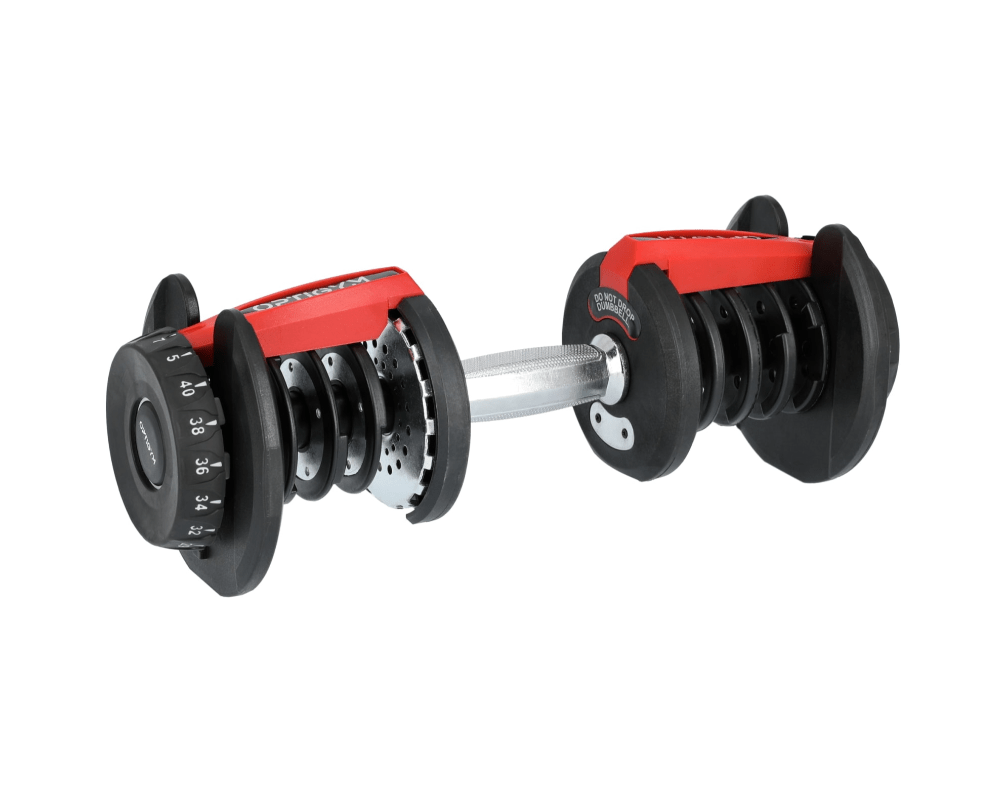 OptiGym säädettävä käsipaino telineellä – 15 painoasetusta kompakti ja monipuolinen käsipaino kotitreeniin (2–24 kg / 5–40 kg) - Image 2