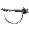 Musta Tiermann hydraulinen maapora S30/150 kiinnityksellä ja hydrauliletkuilla valkoisella taustalla